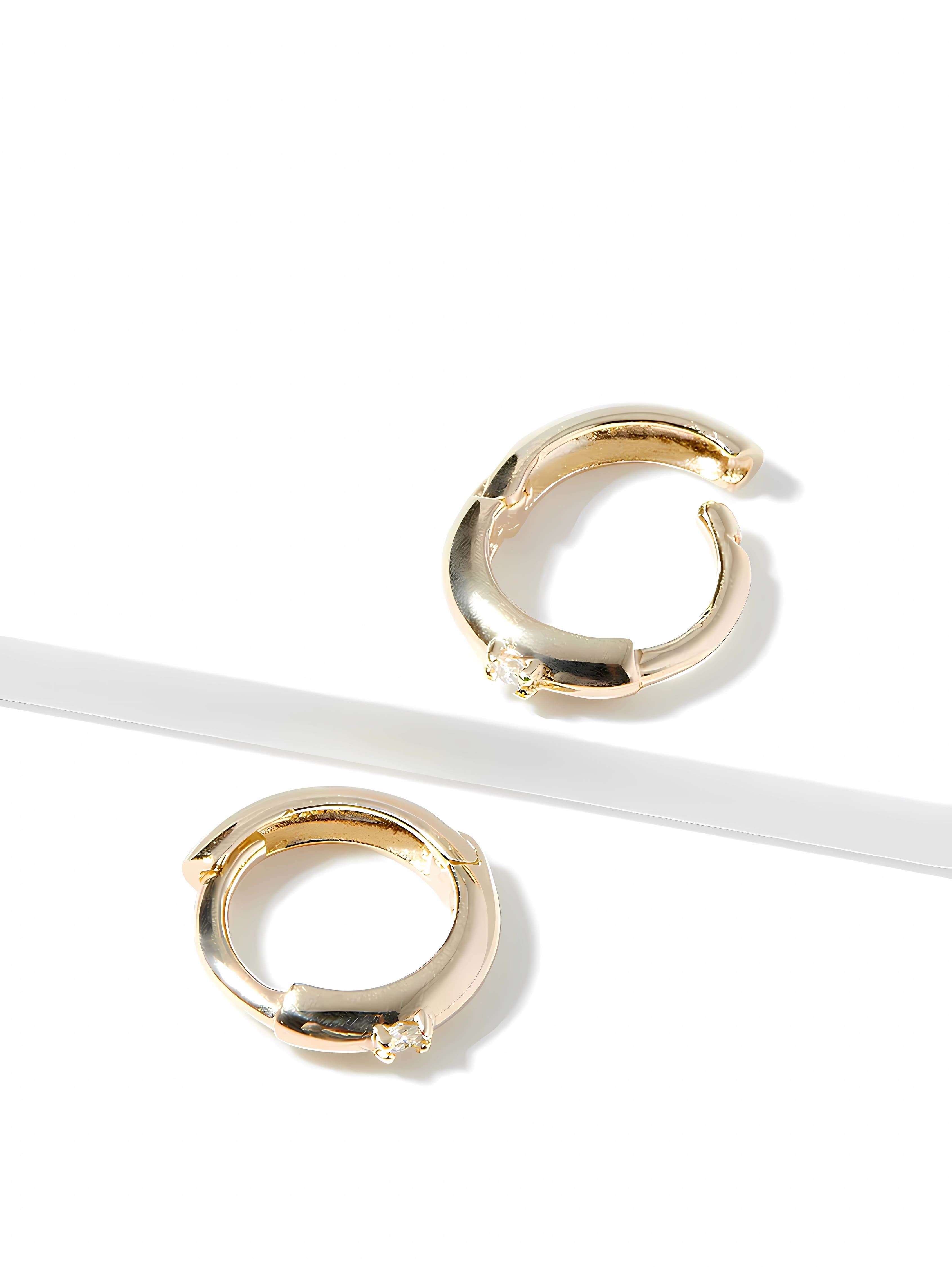 Gold Enfold Diamond Hoops