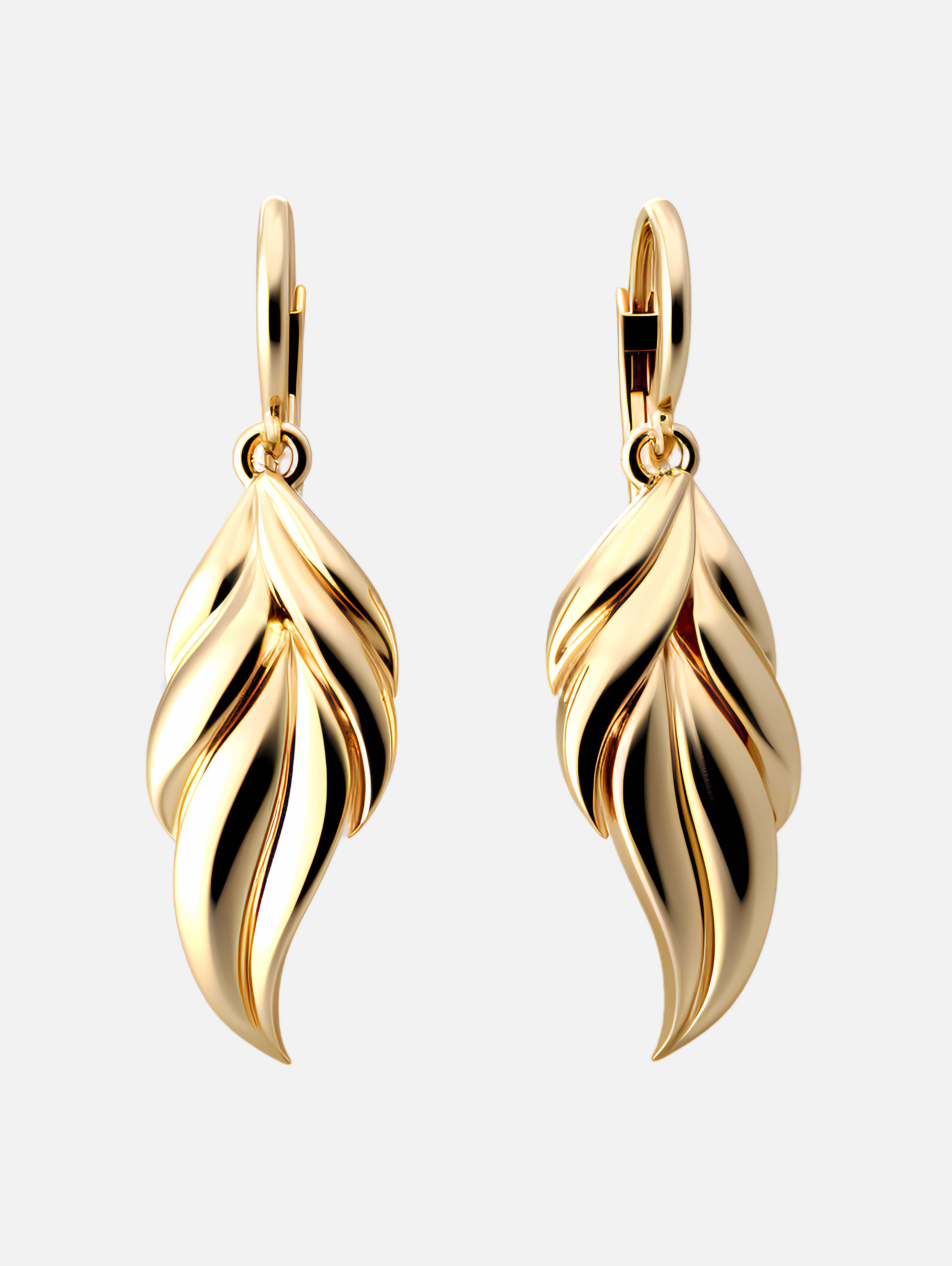 Golden Flame Leaf Earrings