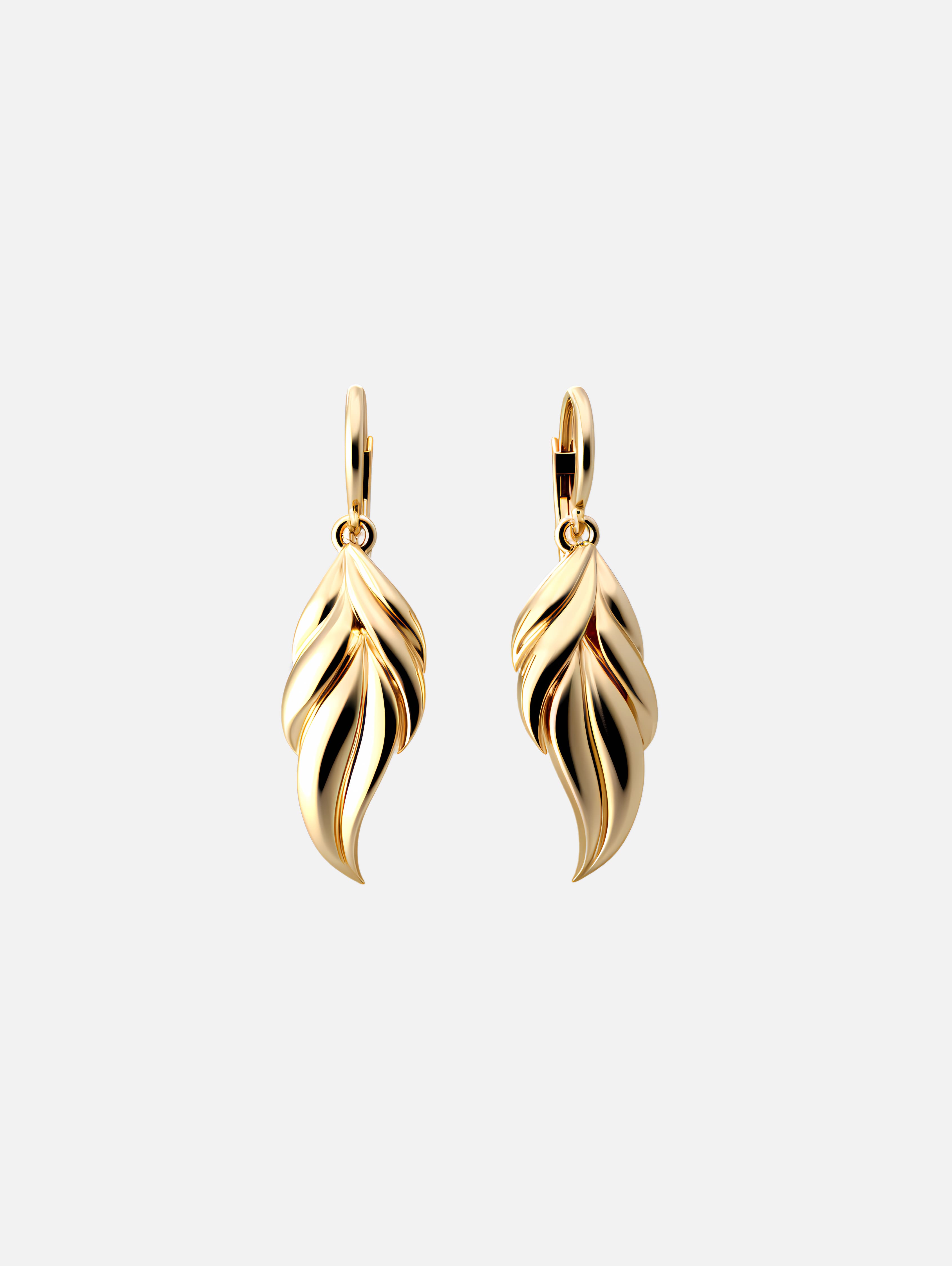 Golden Flame Leaf Earrings