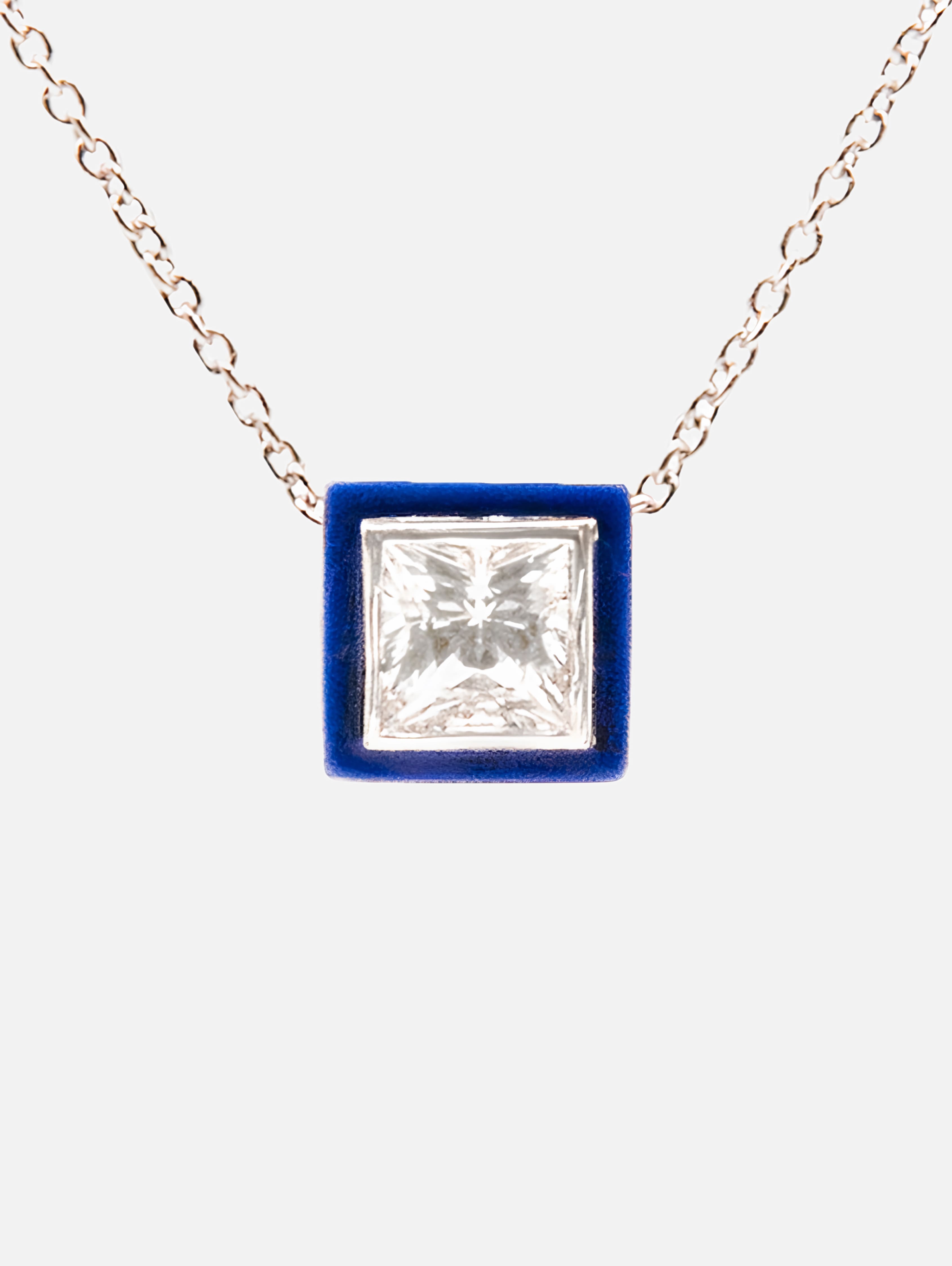 Blue Velvet Square Necklace